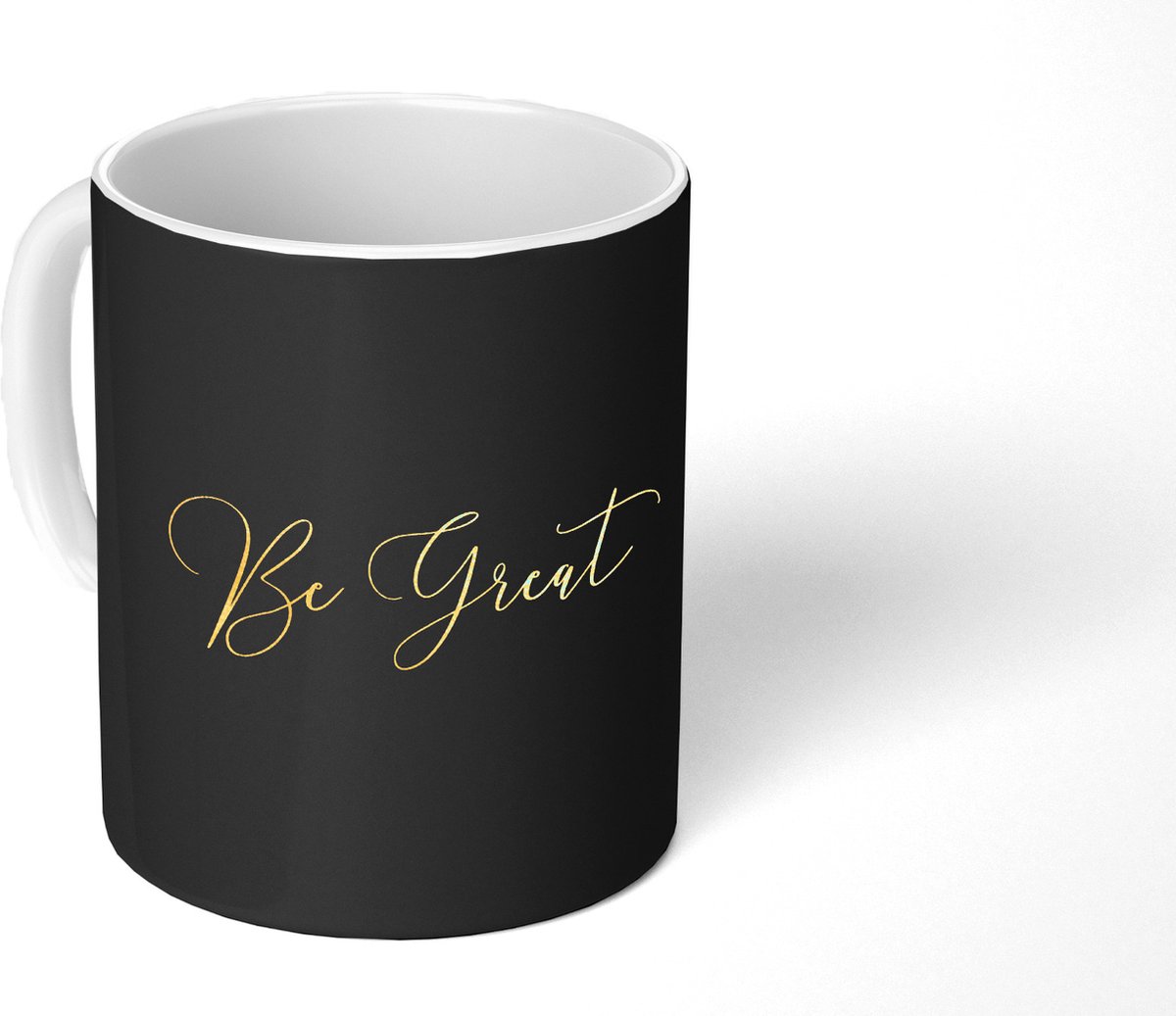 Mok - Koffiemok - Quote - Spreuken - Goud - Zwart - Mokken - 350 ML - Beker - Koffiemokken - Theemok