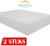 2x Jersey Hoeslaken - Hoeslaken 80/90/100x200 - Wit - 100% Hoogwaardige gebreid - Katoen - Rondom Elastiek - Super Zacht - Strijkvrij - LitaLente