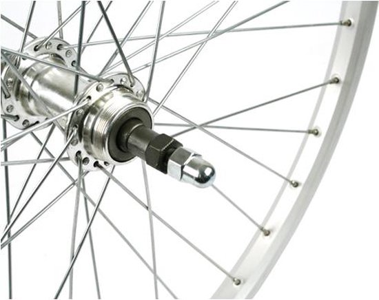 Achterwiel 24 x 1.75 alu vaste as AS26 zilver 25mm freewheel | bol