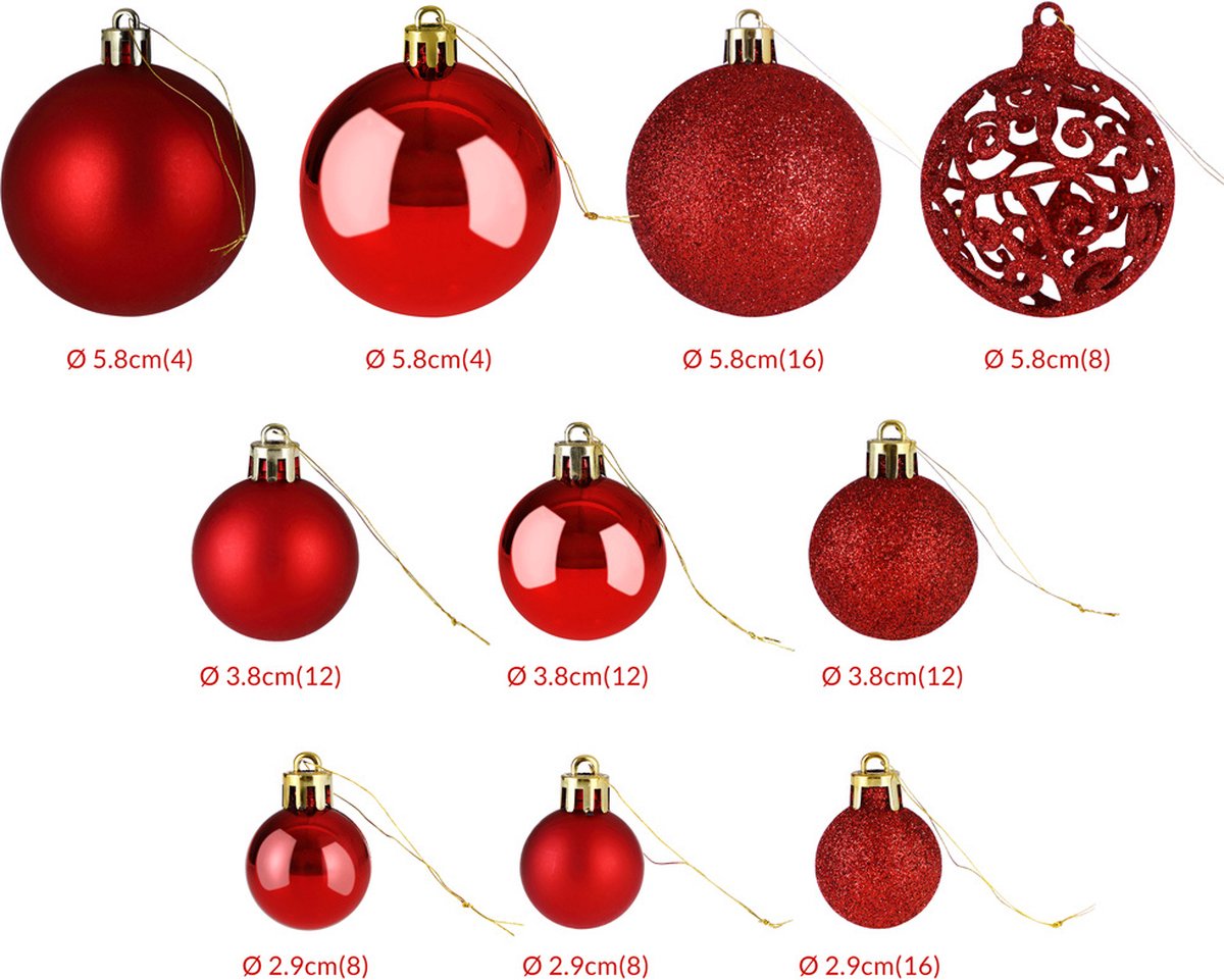 Casaria Kerstballen 100 Stuks - Mat Glanzend - Ø 3 6 cm Rood – foto 7