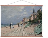 Poster In Posterhanger - Het Strand van Trouville Frankrijk - 50x70 cm - Claude Monet - Kader Hout - Ophangsysteem - Kunst