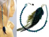 Hair wire met blauw veertje en blauw Swarovski Beads