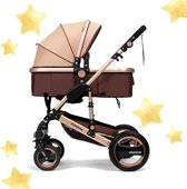 Kamyra® Comfortabele Kinderwagen 2 in 1 - Wandelwagen met  - Baby - Peuter-  9 Extra's - Khaki 109x64x85cm