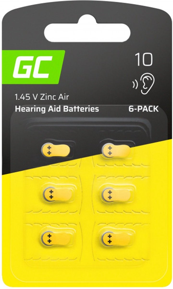GREEN CELL 10 P10 PR70 ZL4 ZincAir Gehoorapparaat batterijen (100 Blisters a 6x - 600 stuks)