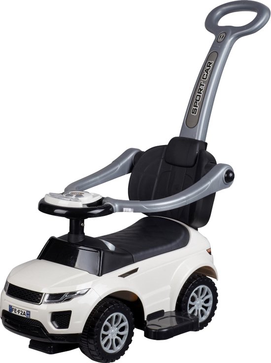 Eco Toys Sport Car Loopauto - 3 in 1 Loopauto - Wit - met duwstang