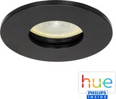 White Ambiance Philips HUE GU10 - Inbouwspot - Bluetooth - Straalwater dicht IP65 - Inbouw Rond - Mat Zwart - Diameter 83 mm - Inbouwdiepte 75 mm - Zaagmaat 68 mm t.m 76 mm