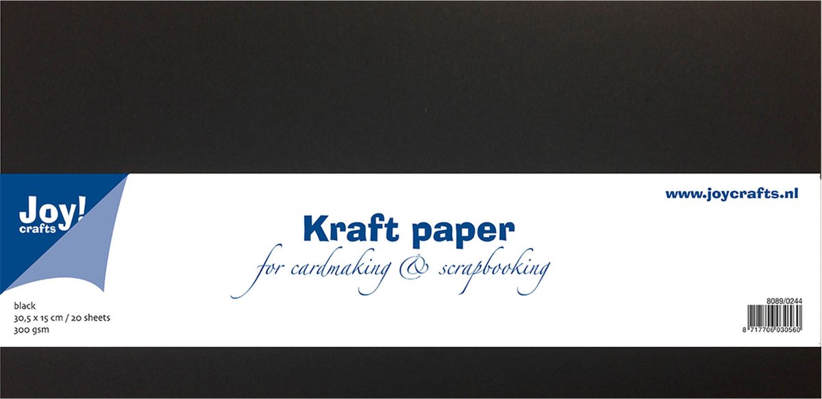Karton Zwart – Kraftpapier – 15×30,5cm – 300 grams – Joy! Crafts – 20 Vellen