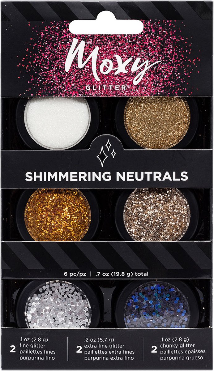 American Crafts moxy glitter - x6 shimmer neutrals
