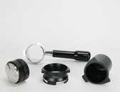 Barista set - luxe - 53mm - zwart - naked portafilter - koffieverdeler - dosing cup - doseerring