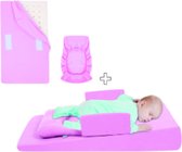 Baby anti reflux matras & Hoeslaken - Roze – Baby matras - Baby kussen – Baby bedje – Baby beddengoed - Reflux kussen - Kussen baby - Baby hoeslaken