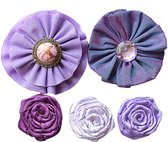 Creative elements fabric flowers rosetta x5 purple