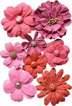 Creative elements handmade paper symphony flowers x8 pink