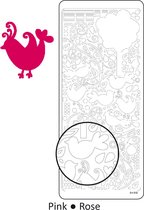 Vaessen Creative Sticker - 10x23cm - 10st - roze vogels en doodles