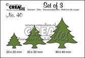 Crealies Set van 3 snijmallen - no.40 Kerstbomen dik