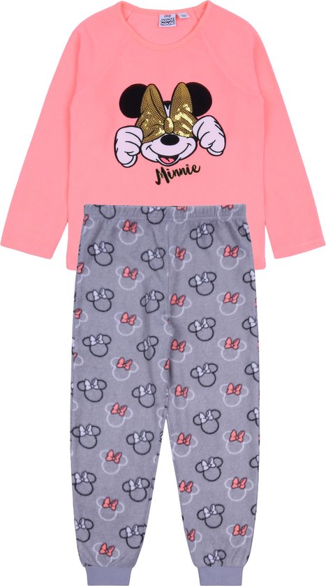 Minnie Mouse pyjama met neon shirt en grijze broek jaar