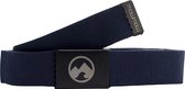 MowMow | Canvas riem | Aluminium gesp | Gelaserd logo | 125 cm | Unisex | One Size fits most | Blauw