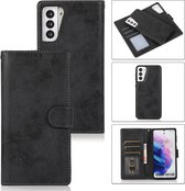 Bookcase Samsung Galaxy S21 | Hoogwaardig Pu Leren Telefoonhoesje | Lederen Wallet Case | Zwart