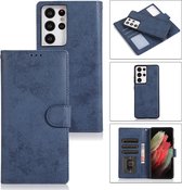 Bookcase Samsung Galaxy S21 Ultra | Hoogwaardig Pu Leren Telefoonhoesje | Lederen Wallet Case | Blauw
