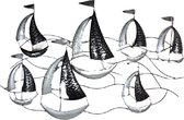Metalen wandbord - boten wandbord - metaal - wanddeco zeilen - kado man - kado vrouw - 105 x 70 cm - watersport - Valentijn -