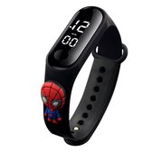 LED Kinderhorloge - Digitale Horloge - Kinderhorloge - Kids - Actiefiguur - Spiderman - Zwart -