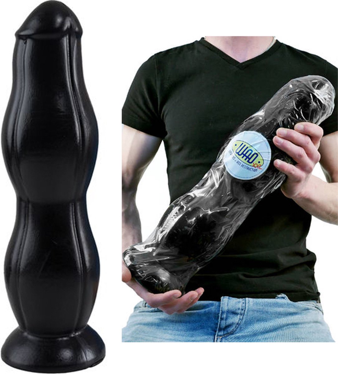 Goedkoopste WAD - 2XL Fighting Falcon - XXL Anaal Dildo - 44 cm - Zwart