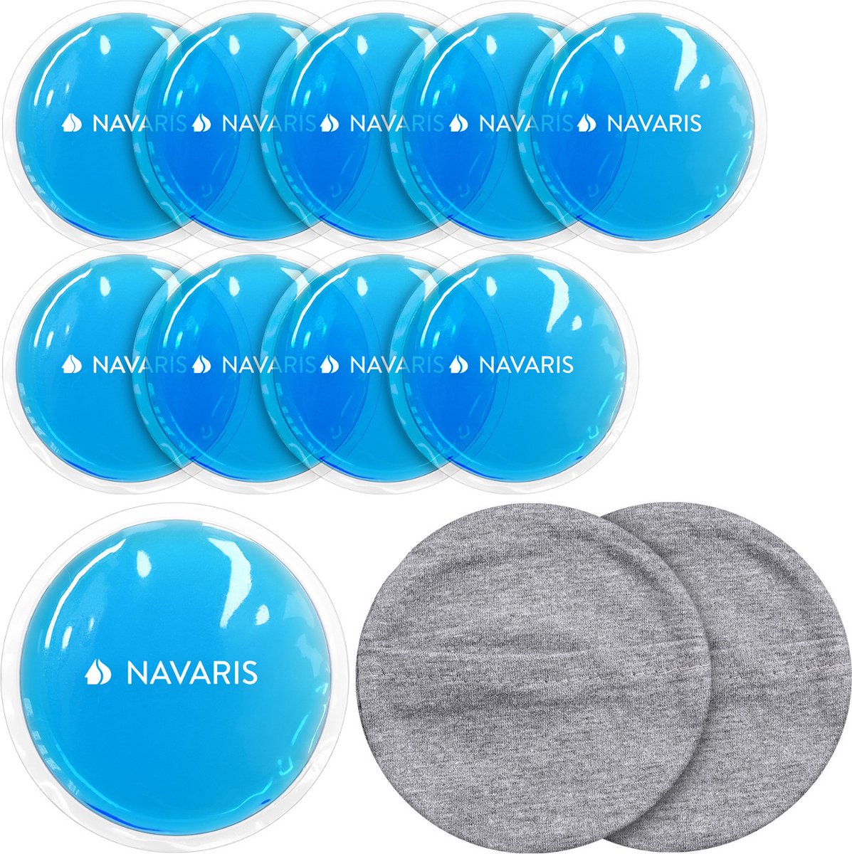 Navaris gel pack 10 stuks - Hot cold pack voor warm en koud gebruik - Met 2 katoenen hoesjes - Navaris
