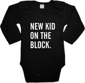 Baby rompertje - New kid on the block - Romper lange mouw zwart - Maat 62/68