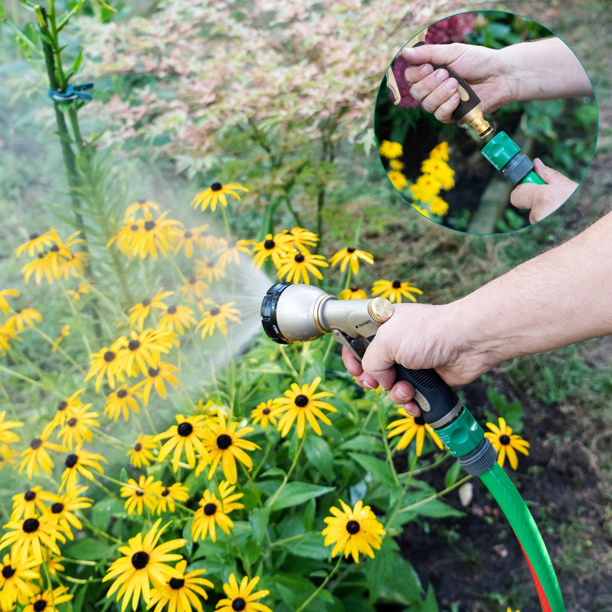 Zerodis pakket 2-handgreep spuitpistool sproeislang verstuiver voor tuin buiten onkruid bestrijding water geven landbouw gereedschap met trigger