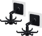 BOTC Keukenhaak - 2 Stuks -360 rotatie Draaibare Haak - Keuken Opbergrek Kast Plank Opknoping Haak Organizer - Zwart