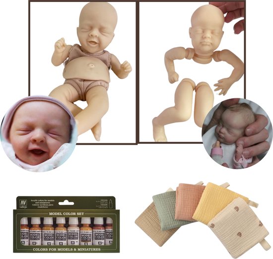 diameter Inpakken voor Levensechte Reborn Poppen Kit - 2 x DIY baby - 8x huidverf - 5x hydrofiel |  bol.com
