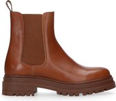 Manfield - Dames - Cognac leren chelsea boots - Maat 38