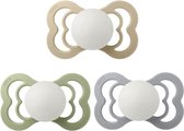 BIBS Supreme Fopspeen | Bundel set 3 stuks | T2 | Maat 2 | 6-18 maanden | Latex | Glow in the Dark Cloud, Sage, Vanilla | Natuurrubber