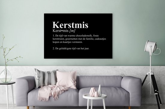 Canvas Schilderij Kerst - Kerstmis definitie - Quotes - Woordenboek - Spreuken - 120x80 cm - Wanddecoratie