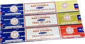 Satya Say Baba - Nag Champa & Californian White Sage, Tree of Life, Dragon's Blood Combo Series - wierook stokjes - incense sticks - export quality