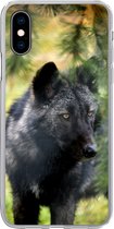Geschikt voor iPhone X hoesje - Wolf - Macro - Bladeren - Siliconen Telefoonhoesje