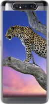 Geschikt voor Samsung Galaxy A80 hoesje - Luipaard - Boom - Tak - Siliconen Telefoonhoesje