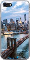 Geschikt voor iPhone SE 2020 hoesje - New York - Skyline - Brug - Siliconen Telefoonhoesje