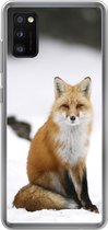 Telefoonhoesje Geschikt voor Samsung Galaxy A41 hoesje - Vos - Sneeuw - Winter - Siliconen Telefoonhoesje