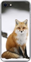 Geschikt voor iPhone SE 2020 hoesje - Vos - Sneeuw - Winter - Siliconen Telefoonhoesje