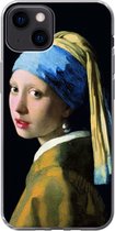 Geschikt voor iPhone 13 hoesje - Meisje met de parel - Johannes Vermeer - Siliconen Telefoonhoesje