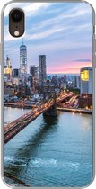 Geschikt voor iPhone XR hoesje - Skyline van New York bij de Brooklyn Bridge - Siliconen Telefoonhoesje
