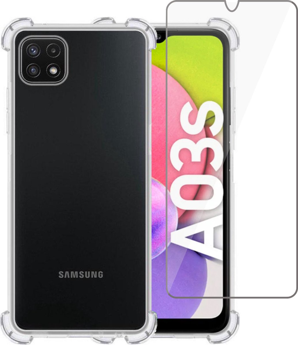 Hoesje geschikt voor Samsung Galaxy A03s - Screenprotector - Extra Sterke Case Transparant