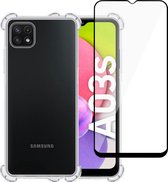 Samsung A03s Hoesje - Cover Transparant + Samsung A03s Screenprotector - Full Cover Glas