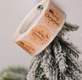 Sluitsticker - Sluitzegel –  Merry Christmas | Rosé Goud Glans - Peach | Winter - Kerst - Merry Christmas – Feestdagen – Sinterklaas | Envelop – Cadeau – Cadeauzakje – Gift | Luxe