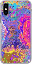 Geschikt voor iPhone X hoesje - Kunst - Vormen - Kleur - Psychedelisch - Siliconen Telefoonhoesje