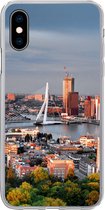 Geschikt voor iPhone X hoesje - Rotterdam - Skyline - Boom - Siliconen Telefoonhoesje