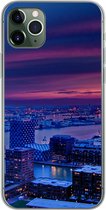 Geschikt voor iPhone 11 Pro Max hoesje - Rotterdam - Lucht - Roze - Siliconen Telefoonhoesje