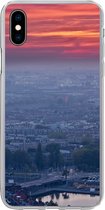 Geschikt voor iPhone Xs hoesje - Rotterdam - Zonsondergang - Roze - Siliconen Telefoonhoesje