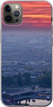 Geschikt voor iPhone 12 Pro Max hoesje - Rotterdam - Zonsondergang - Roze - Siliconen Telefoonhoesje