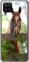 Geschikt voor Samsung Galaxy A12 hoesje - Paard - Natuur - Hek - Siliconen Telefoonhoesje
